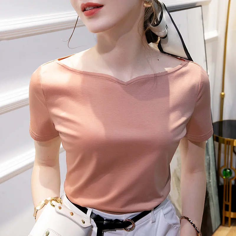 

2022 New WOMEN High Quality Girls Short Sleeves Cotton T Shirt lasi3978