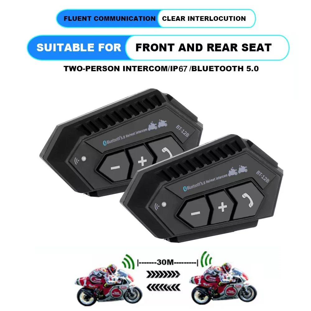 

Motorcycle Helmet Intercom Bluetooth 5.0 CSR Headset 2000mah Battery Anti-interference Handsfree For Full/Half Face Helmet