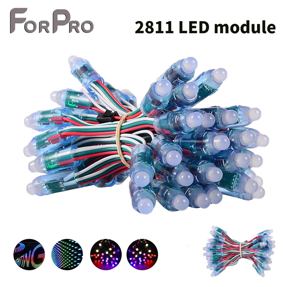 

50leds DC5V 12mm WS2811 2811 IC Full Color Pixel LED Module Light input IP68 waterproof RGB color Digital LED Pixel Light