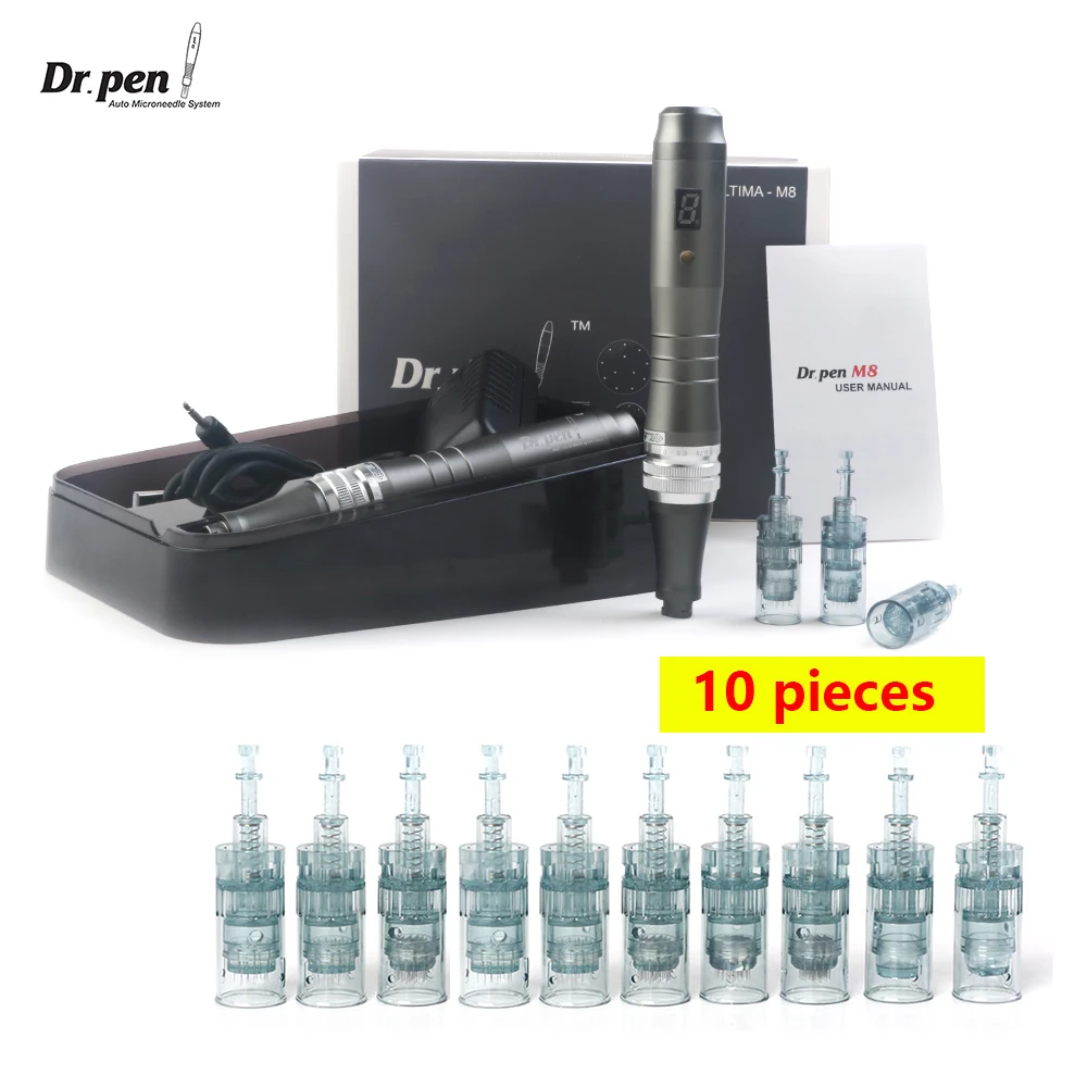 Dr.pen M8 With10pcs Dermapen Cartridges Microneedling Pen Professionnel Kit Skin Care Tools Dr pen M8 Electric Dermapen Device