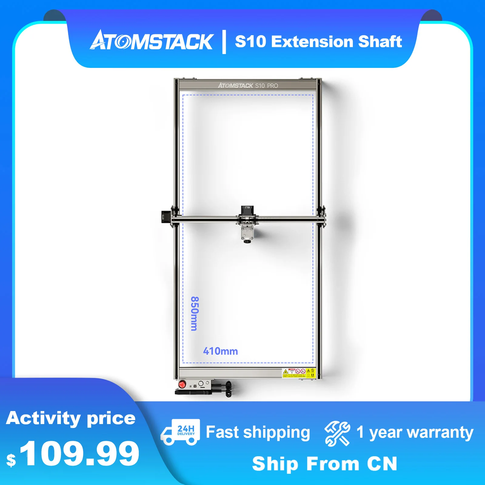 

ATOMSTACK Expansion Shaft for X7 /A5 Series/A10/S10 Pro 50W Laser Engraving Machine CNC Engraver DIY Y-axis Variable Length Rod
