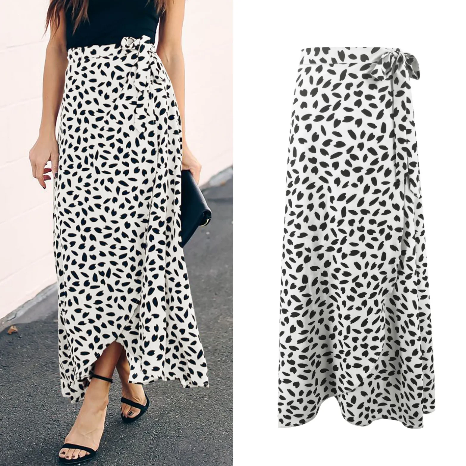 

Explosive women's summer new arrivals polka dot print split long skirt fashion skirt 2021
