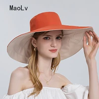 summer hat for women korean uv solid bucket hat elegant lady wide brim ladies hats sun protection oversized beach visor cap