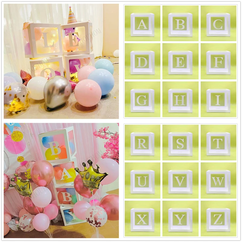 

Baby Shower Customize Letter Transparent Name Balloon Box 1st Birthday Party Decoration Kids Boy Girl BabyShower Wedding Decor