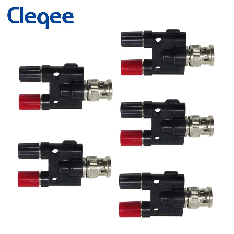 

Cleqee P7009 5pcs BNC Male Plug to Dual 4mm Female Banana Jack Connector RF Adapter Welding/Solder Type DIY Tool