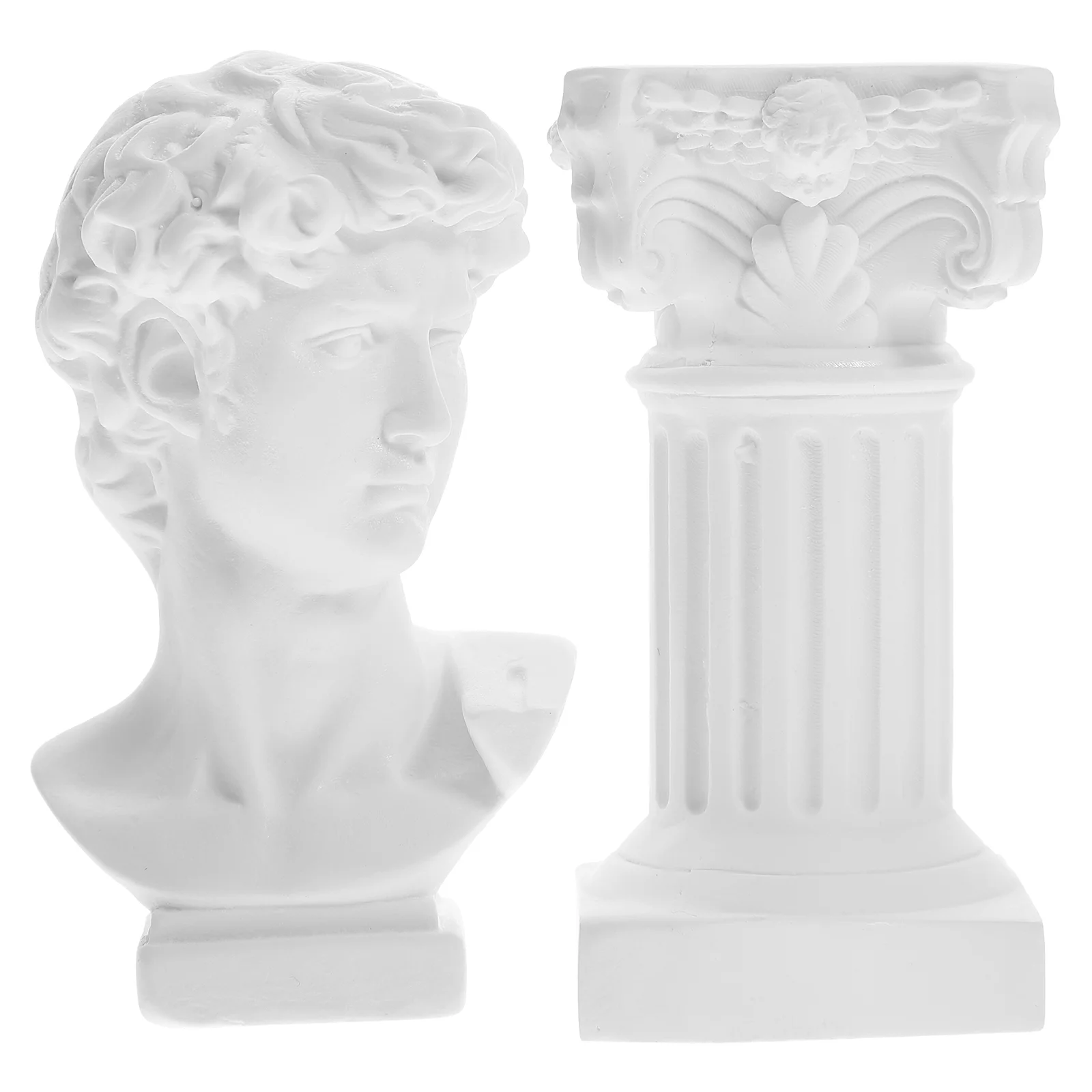 

Statue Roman Column Greek Figurine Sculpture David Head Sculptures Gypsum Ornament Tabletop Replica Stand Bust Goddess Resin