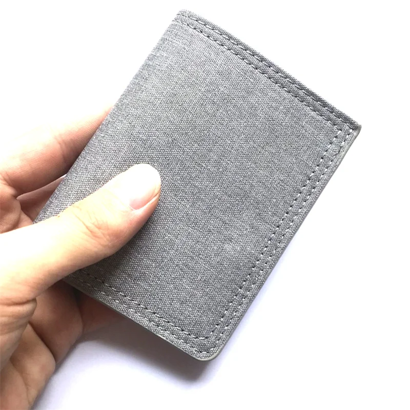 Вертикальные мужские кошельки парусиновые короткие зажимы для денег двойные