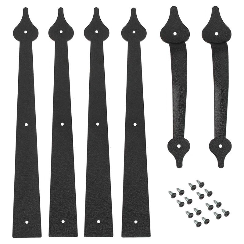 

6 PCS Decorative Garage Door Hinges Handles,Faux Garage Door Accents,Metal Handles Hinges Hardware Kit,Screw Mounted