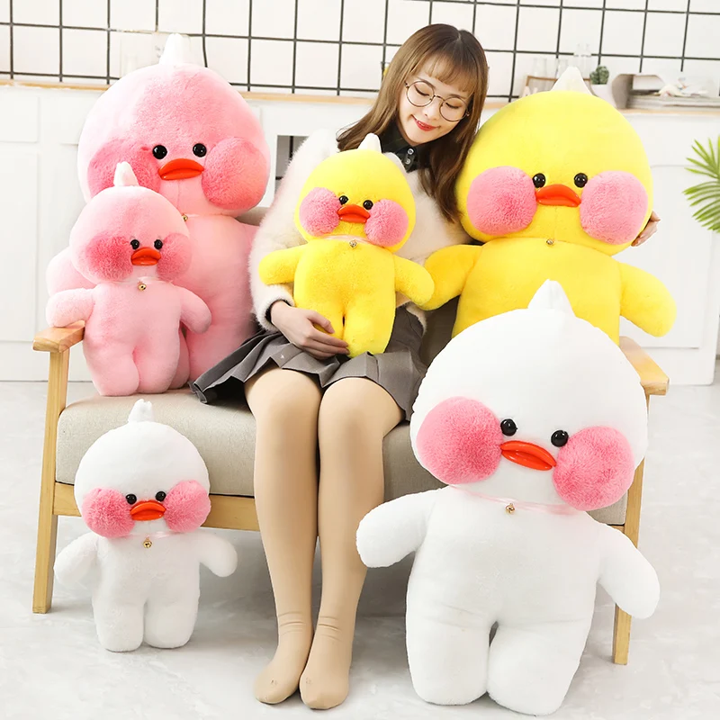 30cm Kawaii Soft Lovely Animal Pillow LaLafanfan Cafe Duck with Bells Plush Toys Stuffed Baby Doll for Kids Girls Birthday Gift