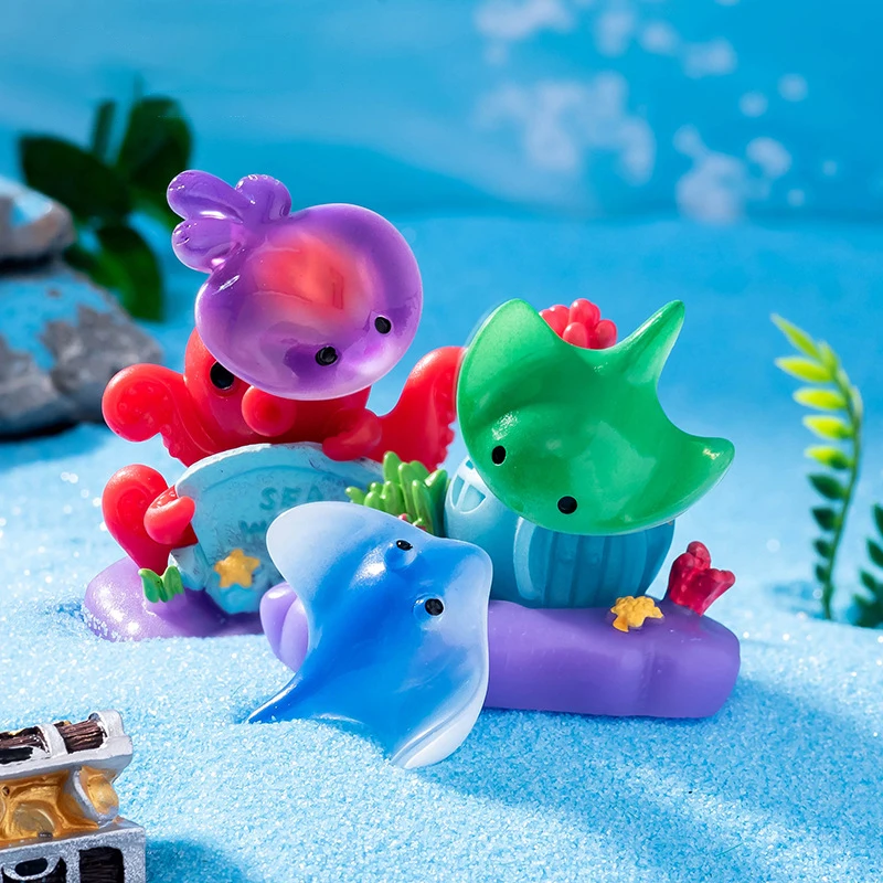 Цветные миниатюрные фигурки дьявола из смолы аквариум сделай сам осьминог