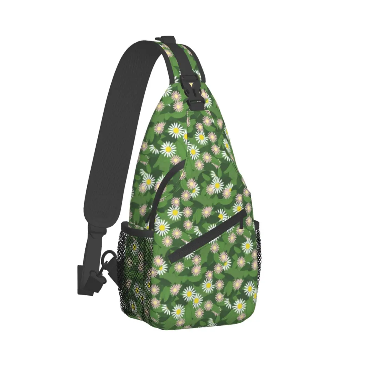 

Daisy Floral Print Chest Bags Green Leaves Cycling Shoulder Bag Novelty Designer Crossbody Bag University Outdoor Sling Bags