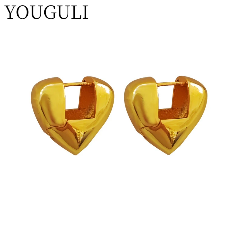 

Fashion Jewelry Heart Earrings Popular Design Hot Selling Golden Plating Simply Love Metal Earrings For Women Lady Party Gifts