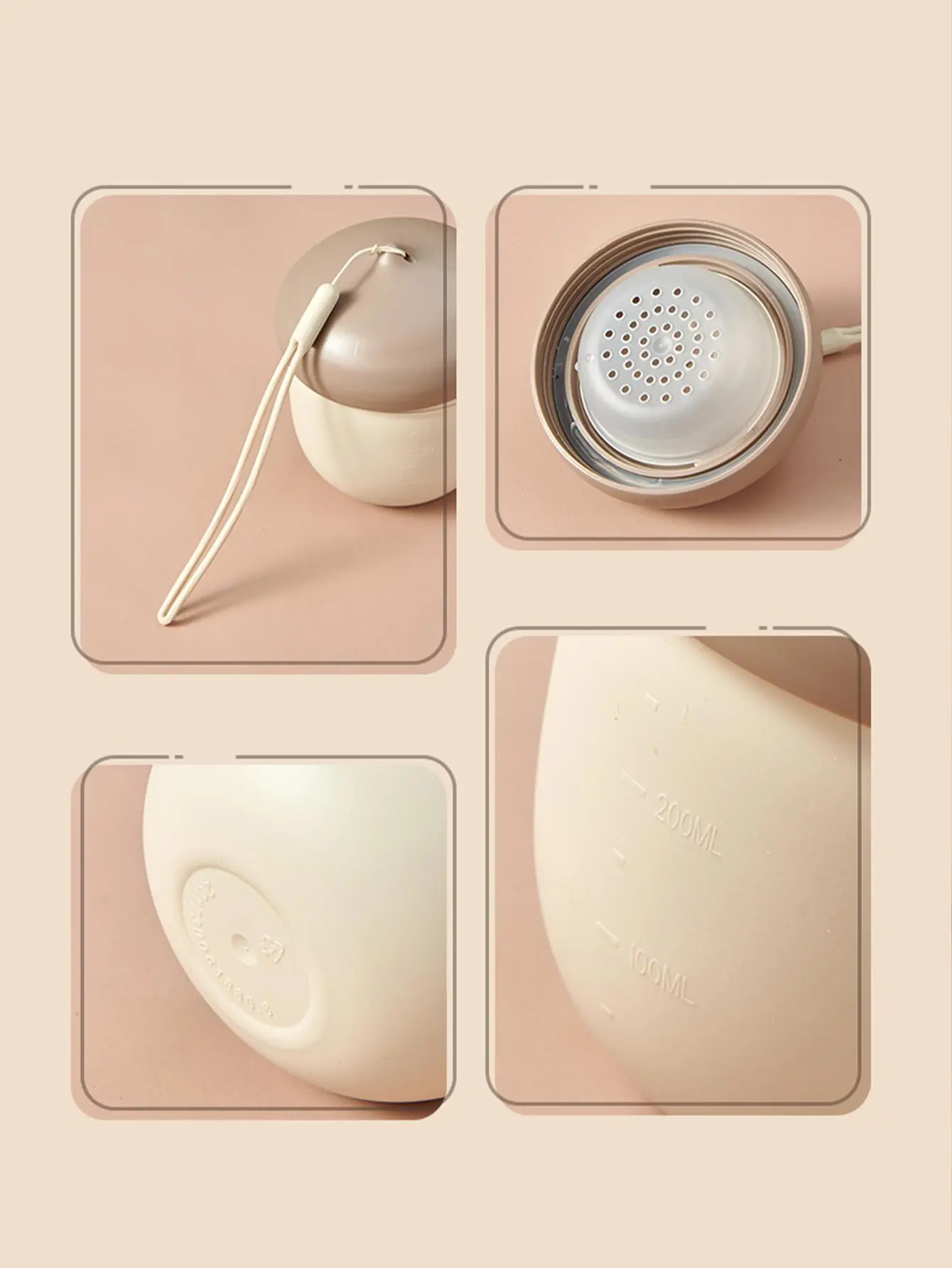 Пластиковая чашка для заварки чая с крышкой и силиконовой ручкой