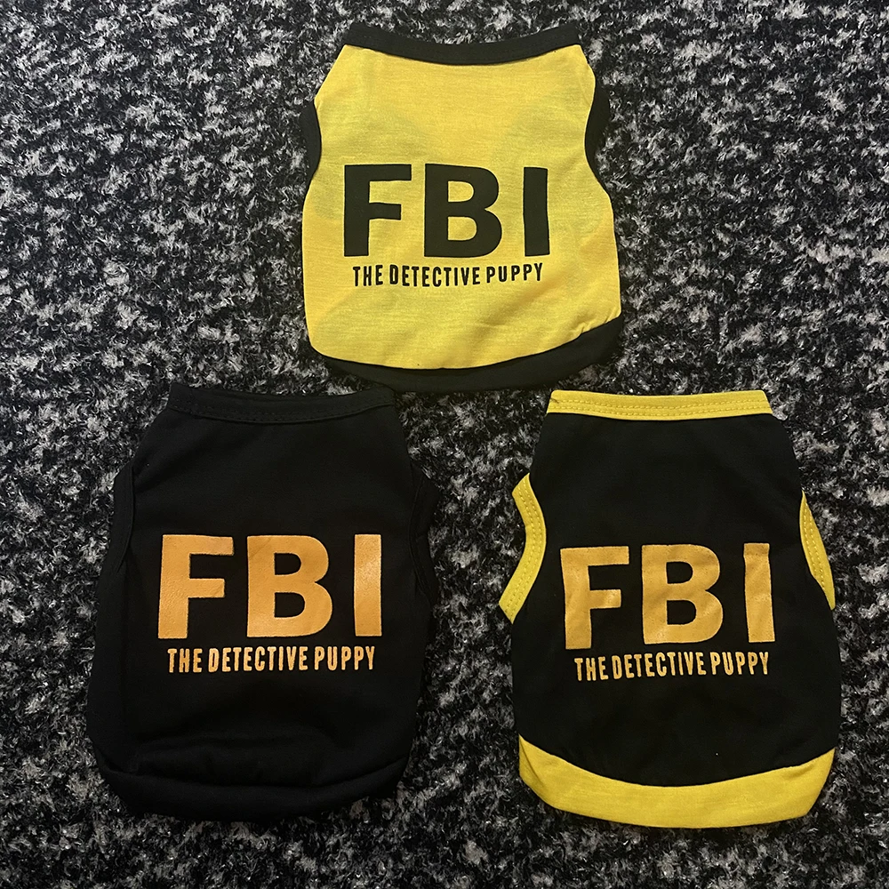 

Dog Clothes Summer Pet Dog Vest Puppy FBI Printing Clothing Hoodies For Small Medium Dogs Puppy Yorkshire Outf