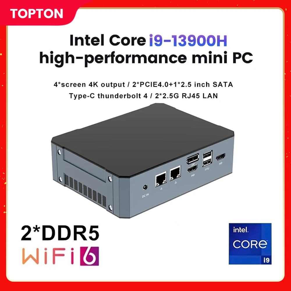 Topton новый игровой мини-ПК 13-го поколения i9 13900H i7 13700H настольный компьютер 2 * DDR5