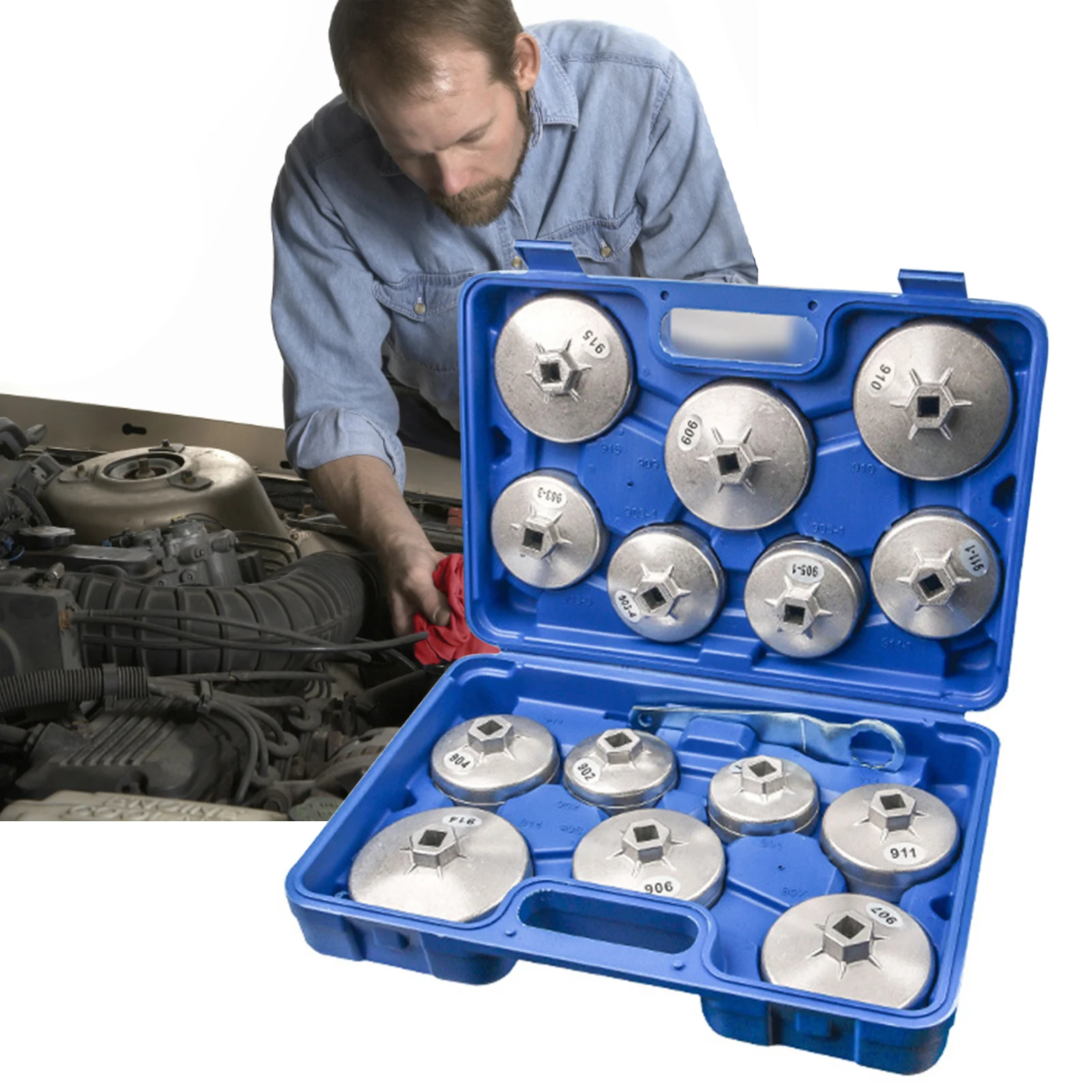 Engine Filter Sleeve Tool Set 15 Piece Socket Set Tool Kit Removal Tool Set With A Storage Case