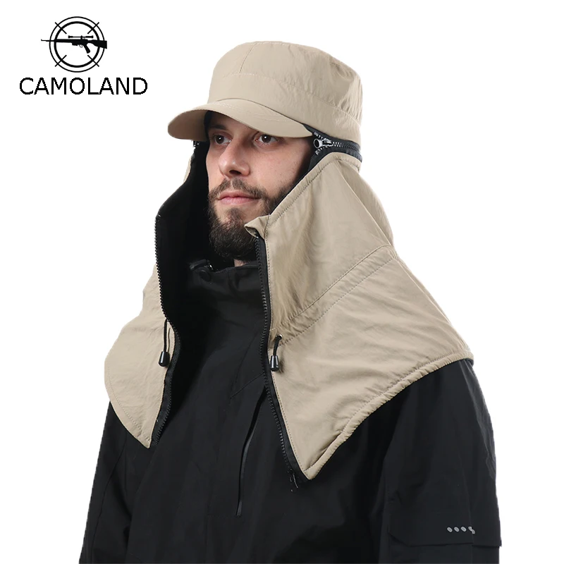 

CAMOLAND Winter Windproof Earflap Bomber Hats Men Trapper Chapka Trapper Hats Faux Fur Earflap Neck Protecting Baseball Cap