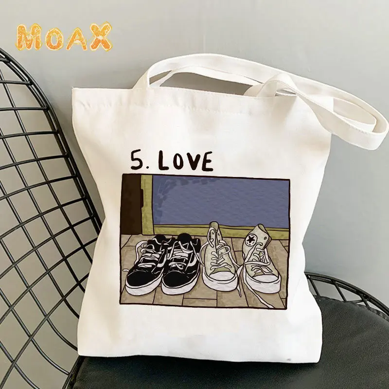 

Kawaii Tv Show Tote Bag Cartoon Large Capacity Canvas Shoulder Bags Female Eco Grocery Cute HandBags Reusable Shopping Bags