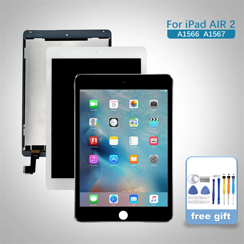 

ЖК-дисплей для Apple iPad Air2 a1567 a1566, сменный сенсорный ЖК-экран для iPad Air 2, дигитайзер с клейким слоем