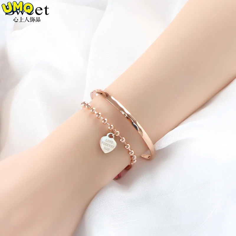 

Japanese and Korean Love Combination This Year's Bracelet Female Ins Minority Design Titanium Steel 18k Rose Golden Boudoir