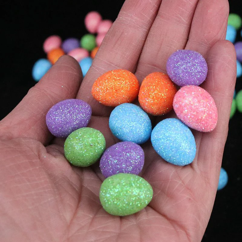 

80pcs/bag Easter Mini Artificial Eggs Assorted Eggs Colorful Polystyrene Styrofoam Kid Gift Toys Home DIY Decorations