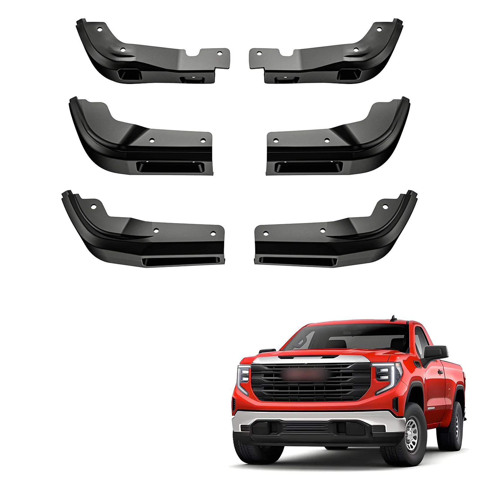 

Комплект Из 6 Брызговиков Для GMC Sierra 2019-2025 (передние И Задние), Материал PP, Защита От Любых Погодных Условий