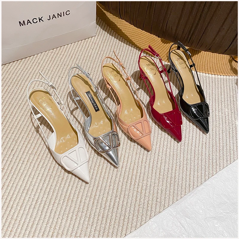 2023 Summer New Women 's Sandals One Button High Heels Fashion Pointed Women's Pumps Sexy and Comfortable Party Women's Shoes