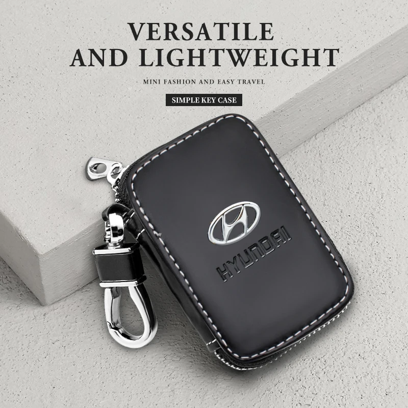 

Car Leather Key Case Storage Sack Men Zipper Keychain Bag For Hyundai i30 i20 ix35 Tucson Accent Getz Elantra Creta GT ix20 ix40