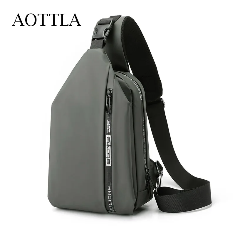 

AOTTLA Waterproof High Quality Chest Bag Fashion Men's Shoulder Bag Hot Sale Crossbody Packbag Nylon Solid Color Male Casual Bag