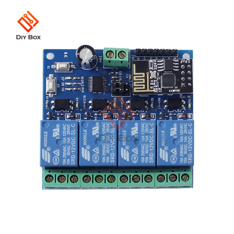 Релейный модуль постоянного тока 12 В с Wi-Fi ESP8266 ESP-01 4-канальный контроллер приложения беспроводной релейный модуль для автоматизации умного дома