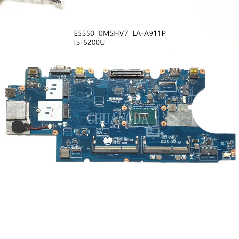 0V82HM   CN-0M5HV7 0M5HV7 ZAM80 LA-A911P MAIN BOARD For Dell Latitude 15 E5550 Laptop Motherboard I5-5200U CPU DDR3L