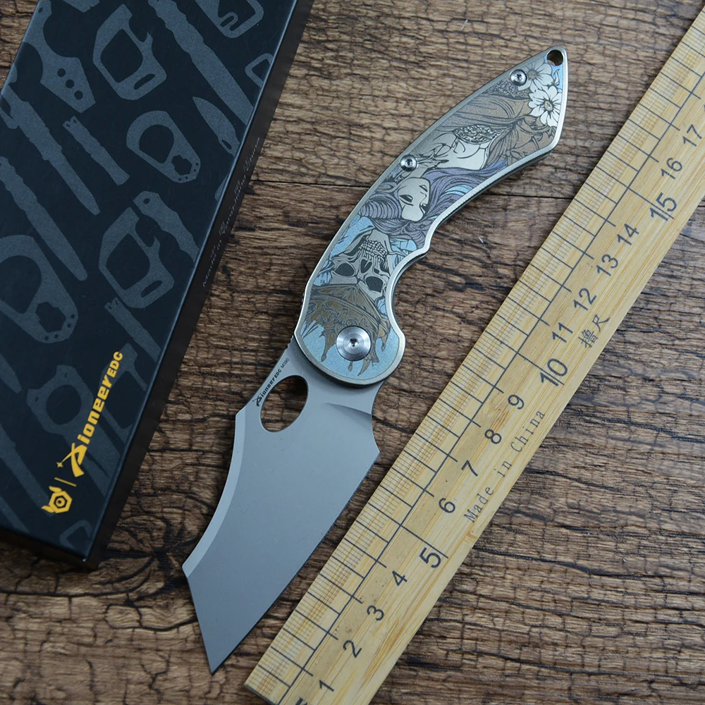 Фото Складной карманный нож Pioneer EDC M390 с лезвием из стали M390 и рукоятью из титана TC4 для активного отдыха, кемпинга, подарок XD075 №1