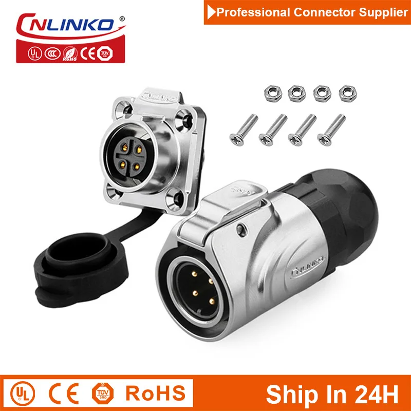 

Cnlinko LP16 Aviation 4pin M16 IP67 Waterproof Power Connector Male Female Socket Plug Wire Joint for Radio Video LED Lighting