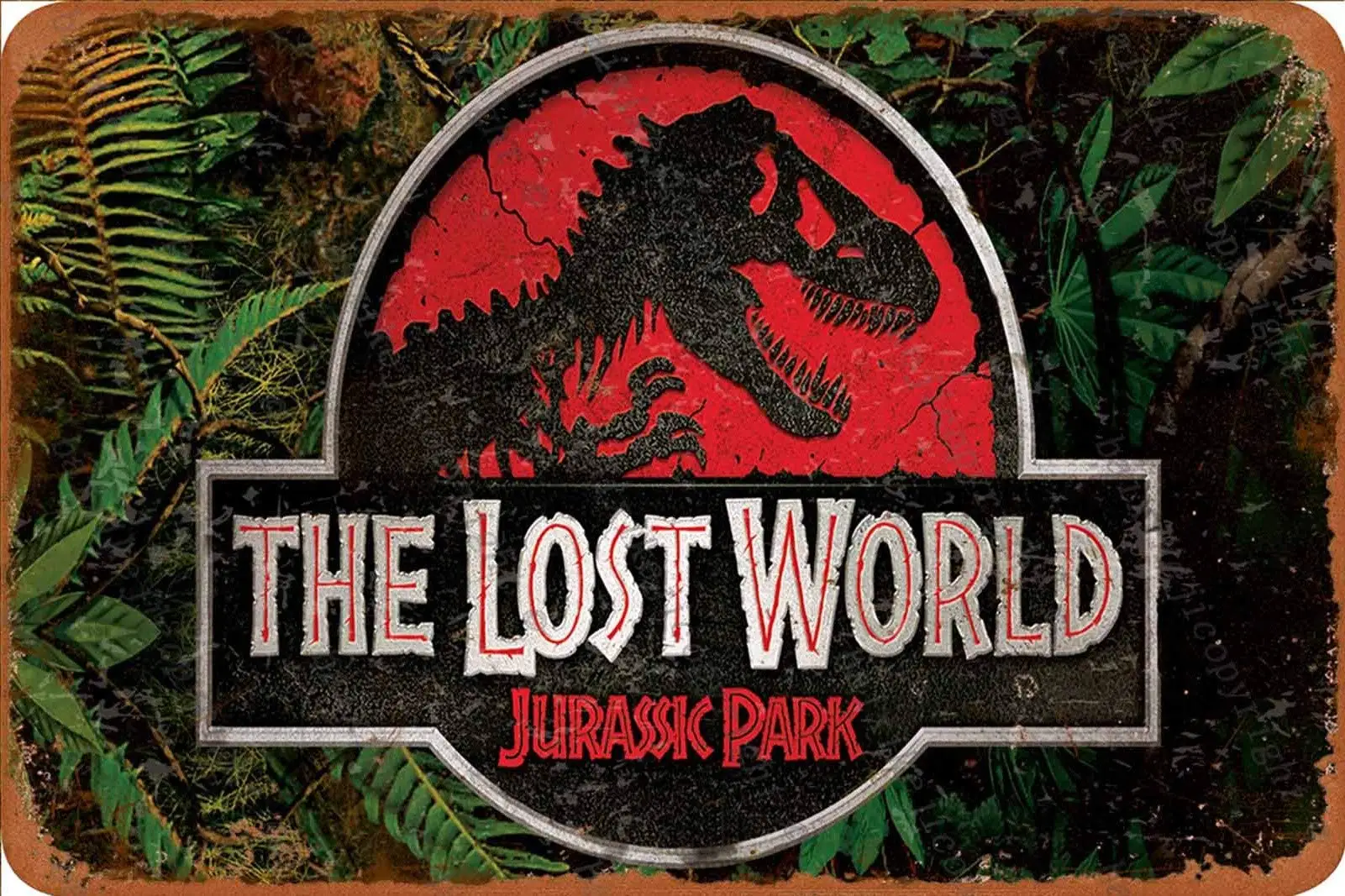 

Vintage Tin Signs Jurassic Park The Lost World Metal Sign Poster Retro Art Plaque Wall Decor for Bar Cafe Garden Bedroom