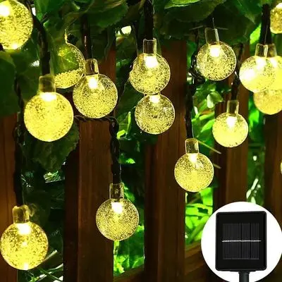 5M/7M/12M/ LED String Lights Fairy Lights Garlands 8 Modes Solar Light Crystal Ball  for Christmas Party Outdoor Decoration.