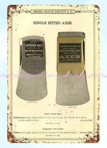 Коллекционные знаки 1899 Hibbard Спенсера двусторонний топор Lippincott металлический