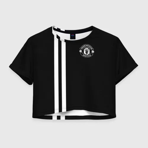 Женская футболка Crop-top 3D Manchester United Black&ampWhite |