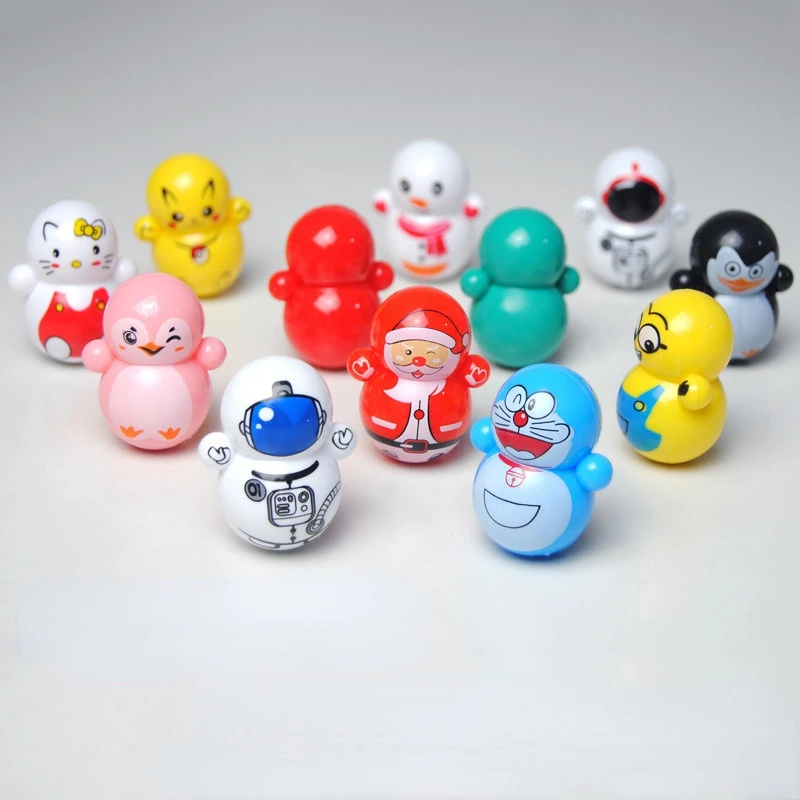10PCS Cute Cartoon Table Ornaments Tumbler Funny Desktop Swing Relieve Stress Relax Children'S Classic Christmas Birthday Gift