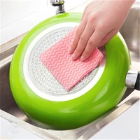 80pcslot washing dish towel environmental disposable magic kitchen cleaning cloth tool non stick towel bag oil wiping rags