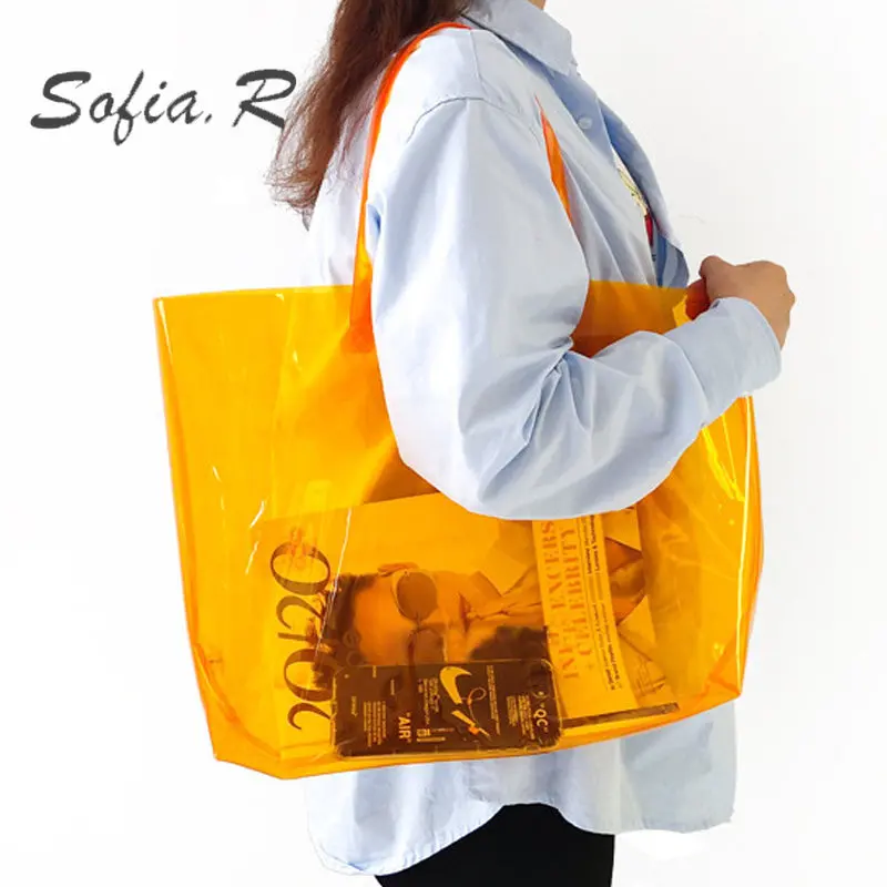 

Женские сумки из ПВХ, прозрачные пляжные сумки, летние вместительные сумки для покупок, женская сумка на плечо, открытая сумка