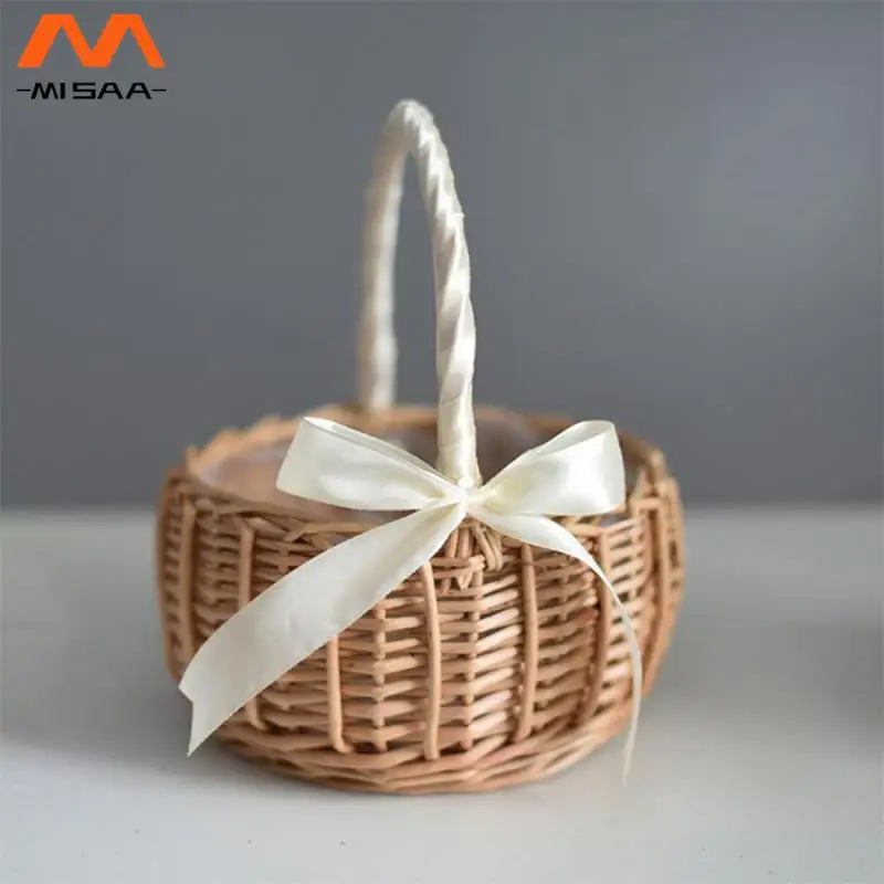 

Плетеная корзина, предпочтительный материал, прочная тонкая работа, ручная работа, товары для дома, корзина для украшения кукол из синей ленты