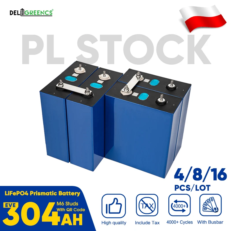 

Poland Stock 304AH 4/8/12PCS Lifepo4 Battery Rechargeable Lithium Battery Power Bank for Solar System Free Shipping And Tax