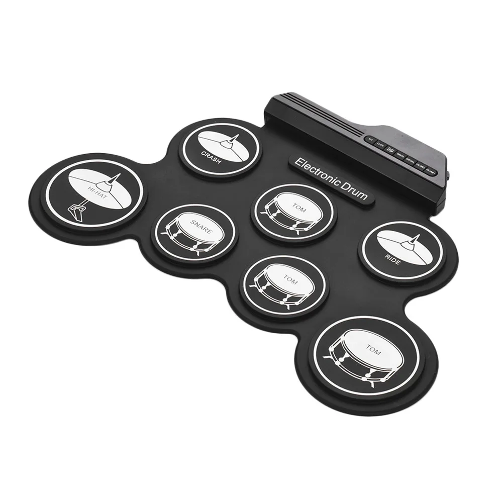 

Digital Electronic Drum Compact Size USB Foldable Roll Up Silicone Electric Drum Set 7 Pads With Drumsticks Foot Pedals