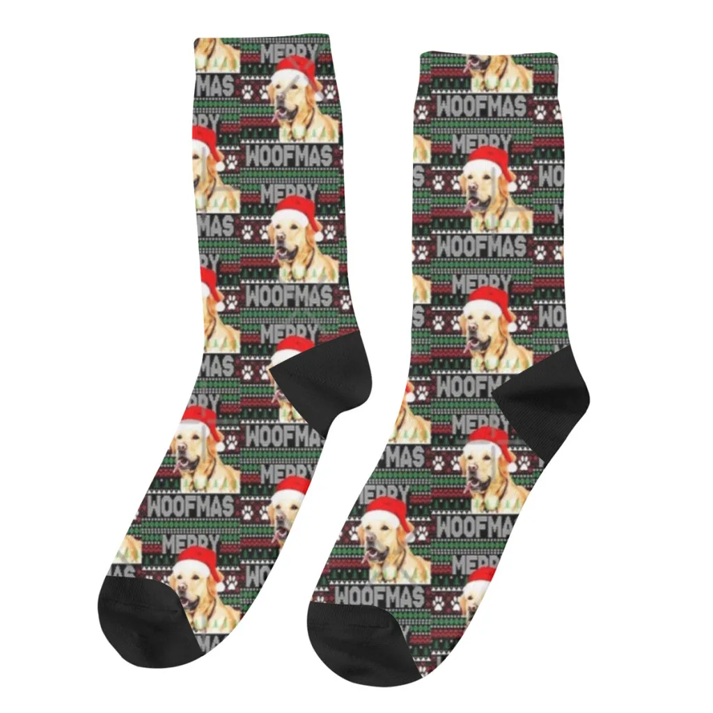 

Merry Woofmas Golden Retriever Dog Ugly SweaterSanta Claus Christmas stocking stuffers Gift For Men and Women Teens Socks