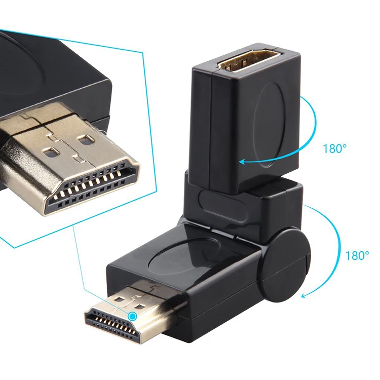 Фото Переходник HDMI «штырь-гнездо» с поворотом на 360 градусов, Регулируемый переходник HDMI-совместимый, удлинитель для ПК 4K 3D L19 №4