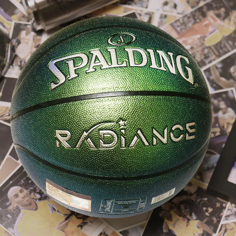 Spalding Cat's Eye Green Pearlescent Basketball 77-382Y PU Indoor Outdoor Match Training Ball Size 7