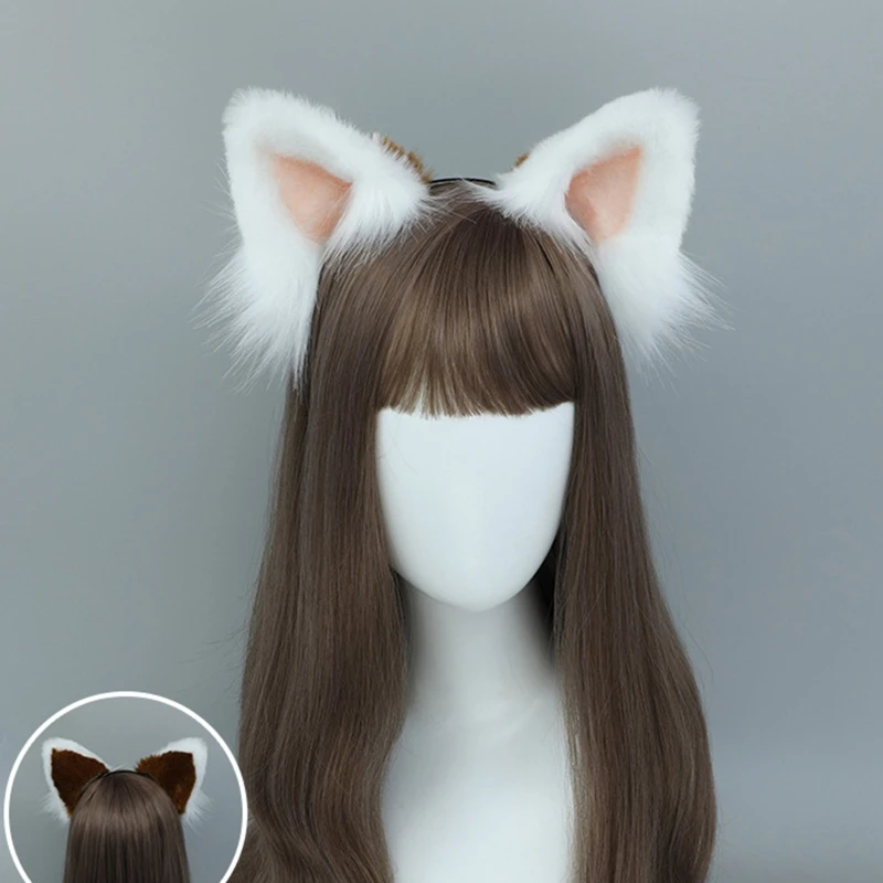 

N58F Cartoon Raccoon-Ear Shaped Hair Hoop Cute Photoshoot Hair Holder Halloween Party Costume Headwear for Children Women