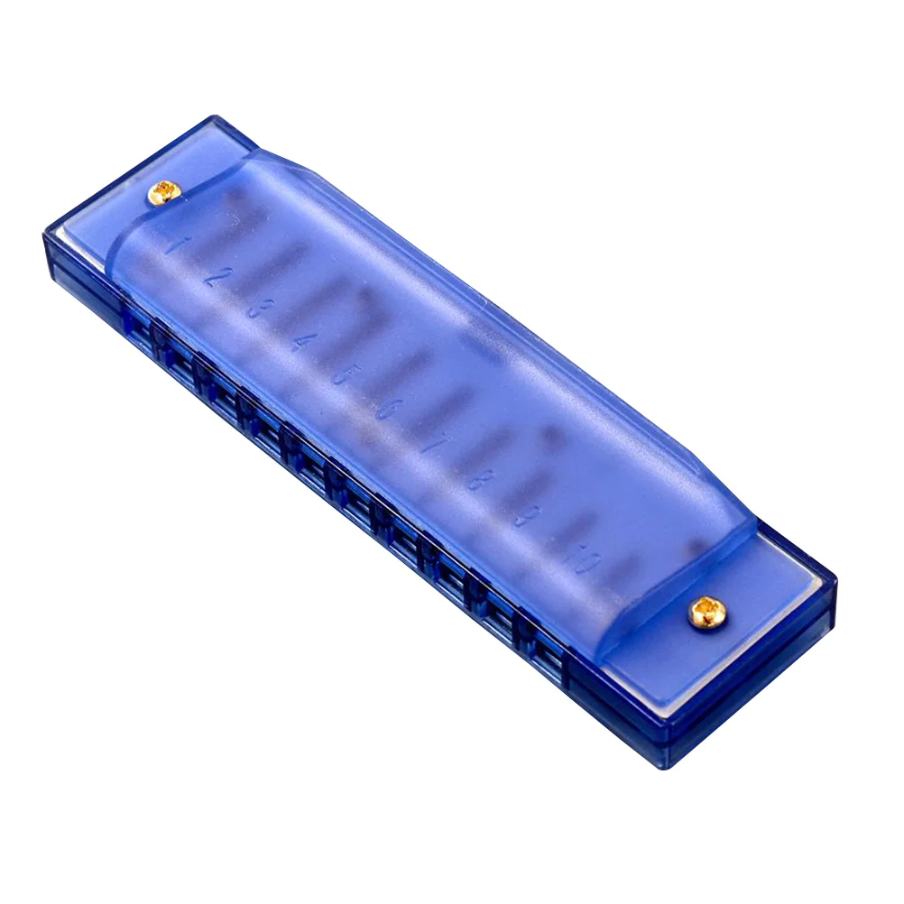 

10 Hole Harmonica Wind Instrument Educational Learning for Beginner Students Kids Game Prizes ( Blue )