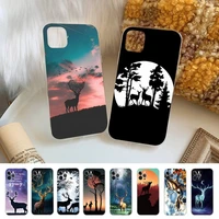 deer silhouette forest phone case for iphone 11 12 13 14 mini pro max xr x xs tpu clear case for 8 7 6 plus se 2020
