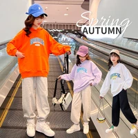 girls sweatshirt autumn 2022 cotton long sleeve hoodie for kids casual all match pullover teen children tops 13 14 years clothes